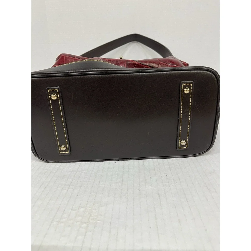 Dooney & Bourke Croco-Embossed Leather Hobo Shoulder Bag Burgundy &‎ Black